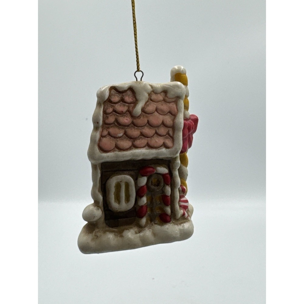 Vintage McCrory Stories Gingerbread Log Cabin Christmas Ornament 1998 Porcelain